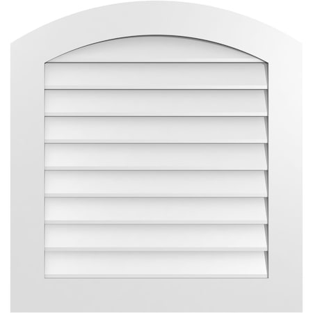 Arch Top Surface Mount PVC Gable Vent: Functional, W/ 3-1/2W X 1P Standard Frame, 30W X 32H
